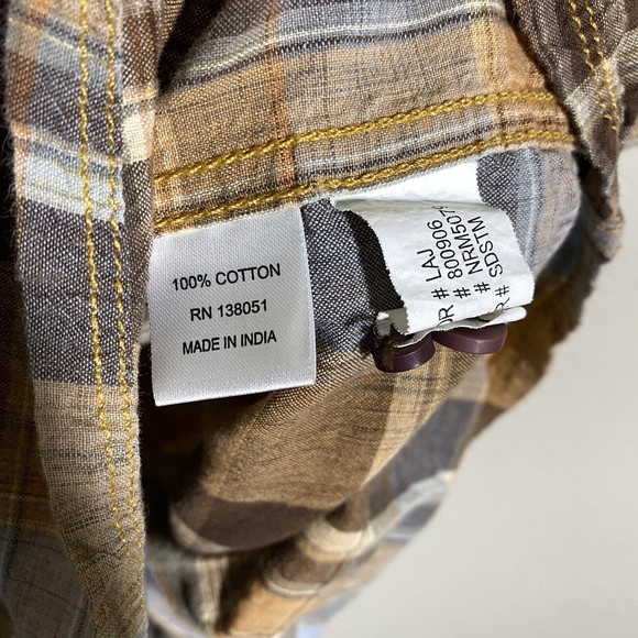 North River Mens Shirt Size XXL Plaid Short Sleeve Button Front Brown - Picture 5 of 6